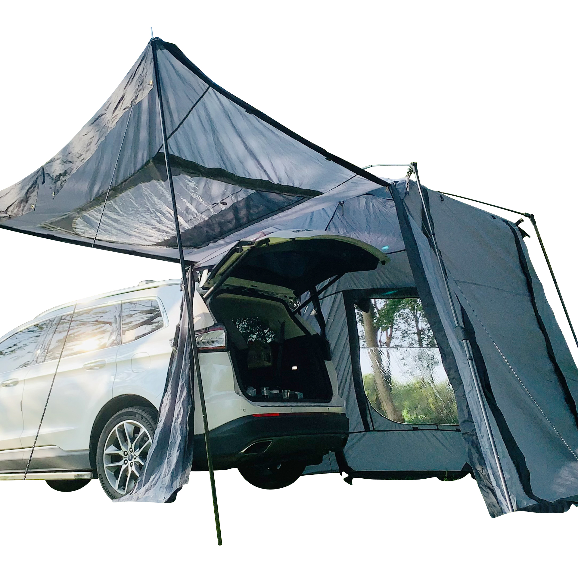 Auto-Heckmarkise Auto-Heckverlängerung Outdoor Automatische Halterung Camper Auto-Heckzelt Auto-Markise Moskitonetz Sonnenschutz gegen Regen
