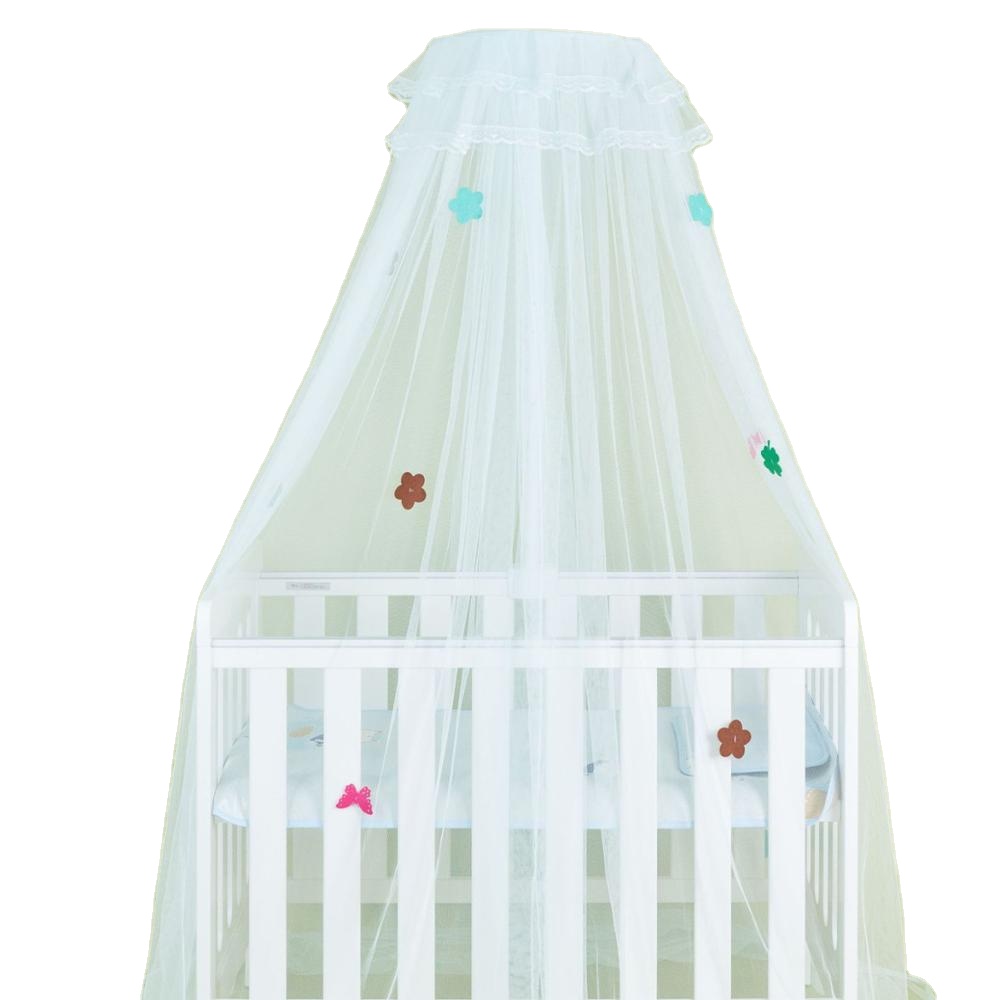 Neues Design Weiches weißes Moskitonetz Anti-Mücken Babys Bett Krippe Bett Vordächer mit Blumen Dekor