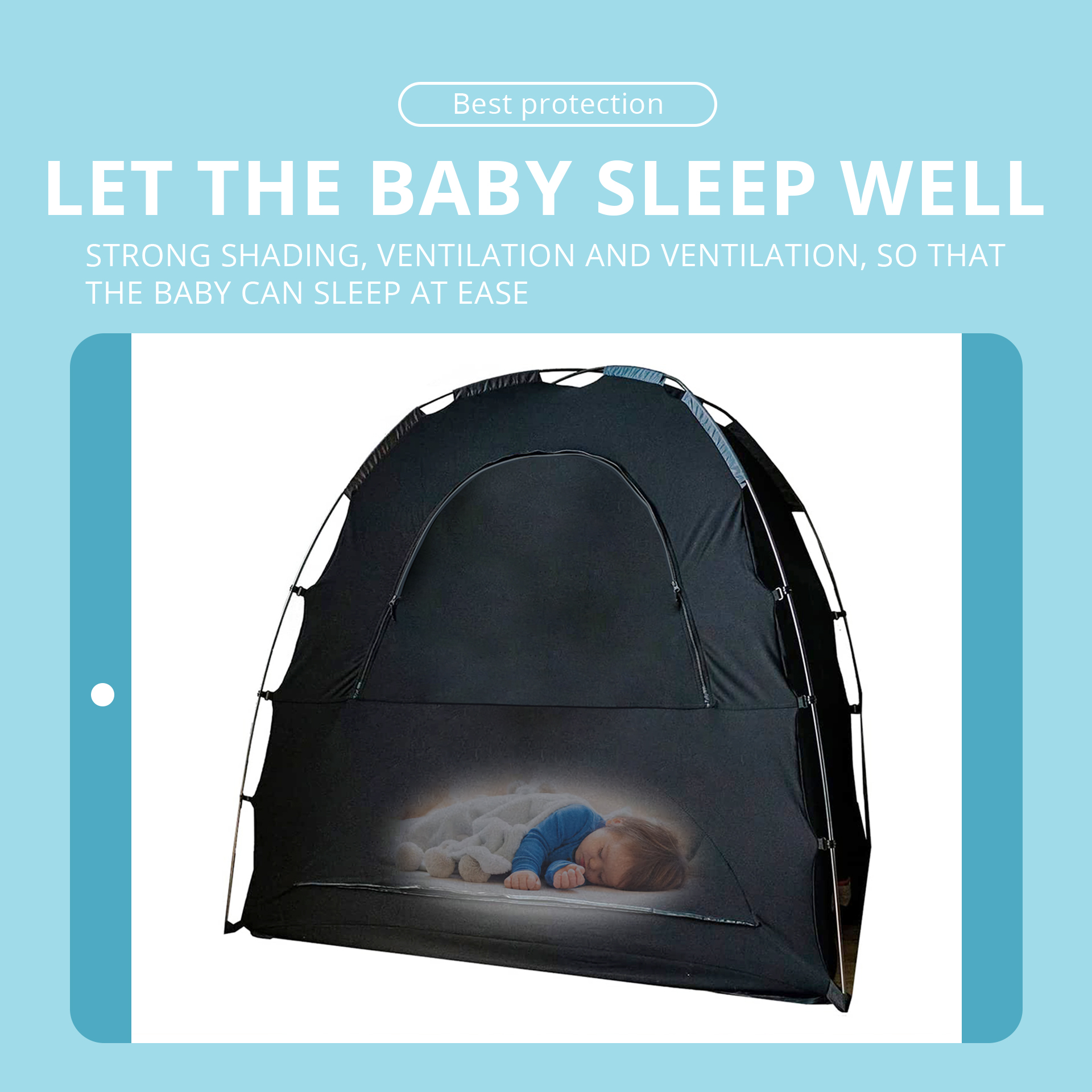 Tragbares Sichtschutz-Pod mit Verdunkelungsdach, Schlafplatz für Kinder ab 4 Monaten, mit Monitortasche und Reißverschluss, Verdunkelung
