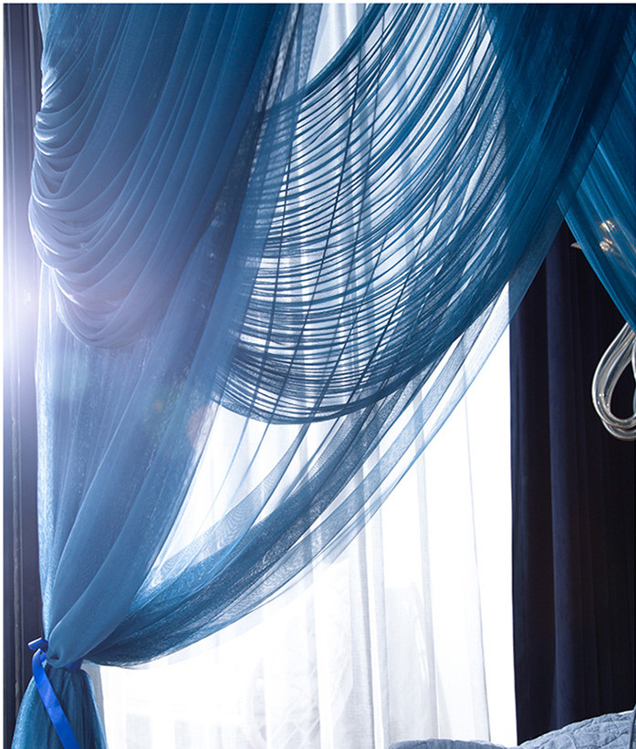 Luxuriöses Schlafzimmer im europäischen Stil, blau, King-Queen-Size, rechteckig, zum Aufhängen, Moskitonetz