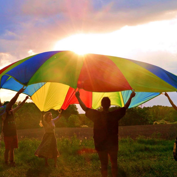 Regenbogen Fallschirm Plüschtier Zelte Faltbare Kinder spielen Spiel Spielzeug mit Griffen