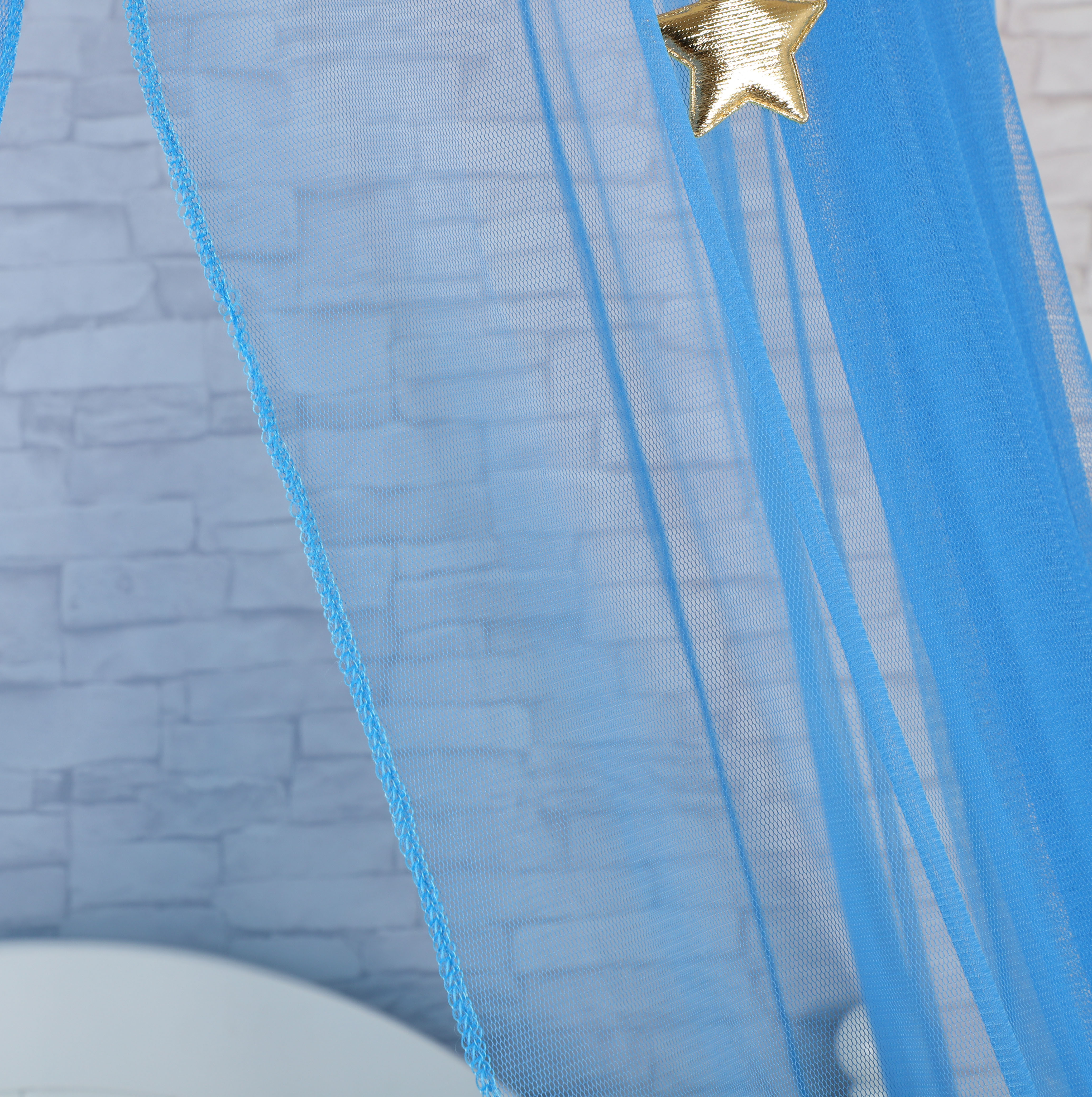 2020 Beliebter Stil Gloden Stars Dekoration Rundes blaues hängendes Moskitonetz