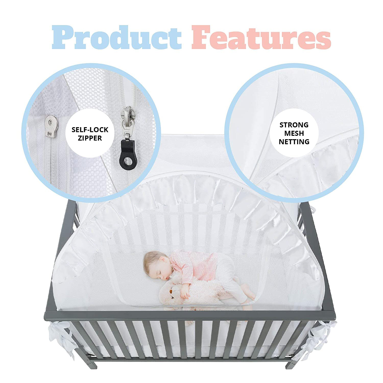 Pop-up-Unisex-Säuglingsbett-Zelt-Babybett-Überdachungs-Netzabdeckung Moskitonetz für Baby